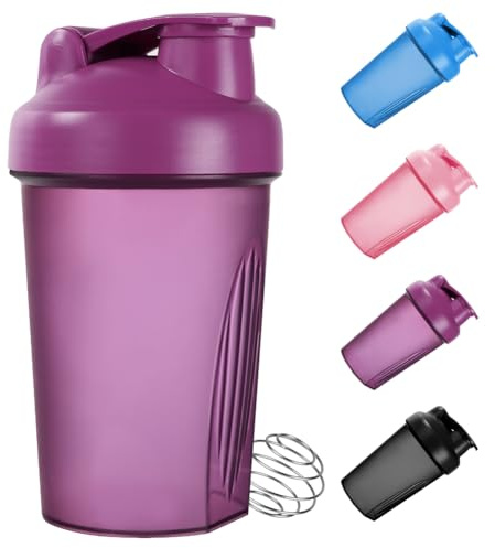 Fefod Protein Shaker, 400 ml proteinshaker, proteinshaker med mätskala – BPA-fri, läckagesäker, hållbar, shaker för krämiga vassproteinpulvershakes, proteinskakare med blandad kula i rostfritt stål