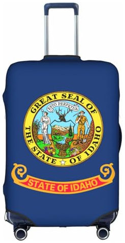 Jkkghll Idaho State Flag Print Copertura per bagagli elastica da viaggio con cerniera nascosta antigraffio, bianco, S