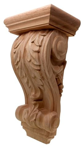 KRXSOBNV, Holzgeschnitzte Zierleisten, Wandskulpturen, Vintage-Pflanzen-Eckapplikation, Rahmen, Schrank, Kamin, Tür, Möbel, dekorative Holzfiguren, Holzaufkleber (35 x 20 x 12 cm)