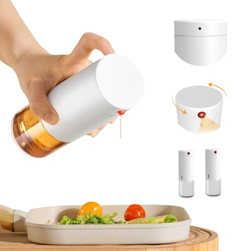ＬＡＭＡＳＥＤ GLAS ÖLFLASCHE 280ml mit Kontrollierter Ausgießfunktion – Ölspender aus Glas für Olivenöl und Essig – Transparente Aufbewahrungsflasche mit Dichtung(2 weiß)