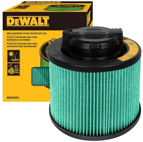 DEWALT HEPA Shop Vac Filter Replacement DXVC4003 | Washable and Reusable Cartridge Vacuum Filter for DXV04T, DXV05P, DXV05P-QT, DXV05S, DXV06G, DXV06PL,DXV08S Wet Dry Vacuums