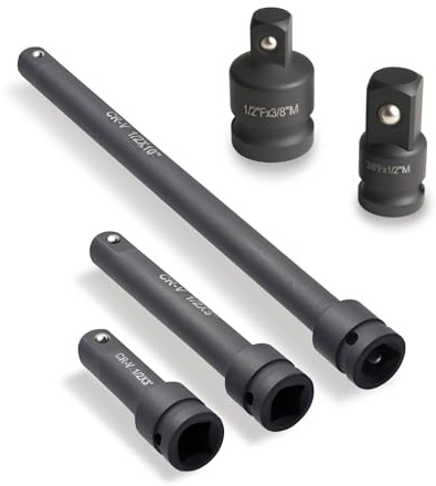 Tazozo 1/2 Zoll Steckschlüssel Verlängerung Cr-V Stahl | 5 Stück 1/2 Zoll Schlagverlängerung Satz mit Stecknuss-Adapter für Schlagschrauber Steckschlüssel Ratsche