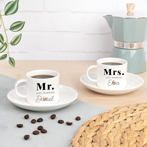 Wanapix | Lot de 2 sets à Espresso Personnalisés | Tasse en Céramique | Concevez selon vos goûts | 100ml | Compatible lave-vaisselle | 100% Personnalisé