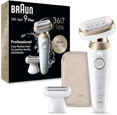 Braun Silk·épil 9 Flex, Epilierer Mit Elastischen Kopf 360° Für Einfache Haarentfernung, Nass Und Trocken Haarentfernung, Glattleder Für Lang, 9-011 3D, Gold