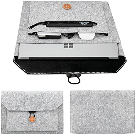 13 Inch Laptop Sleeve for MacBook Pro/iPad, Felt Protective Case with Button Closure, Grey