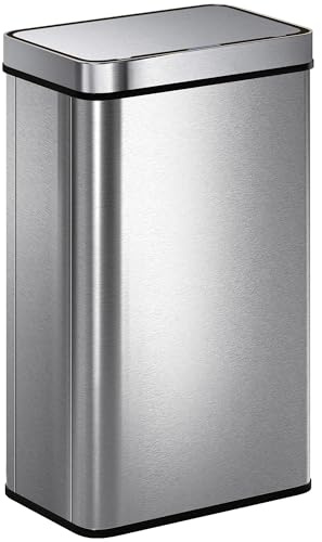 HOMCOM 60 L Kitchen Bin with Fingerprint-Proof Stainless Steel, Silver Tone