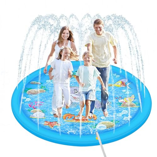 KQWVZ 170cm Splash Pad, Sprinkler Wasser Spielmatte,Splash Pad Wasserspielzeug Kinder,Sprinkler Wasser-Spielmatte Für Outdoor Garten Wassersprinkler Kinder Splash Pad (Delfin-Design)