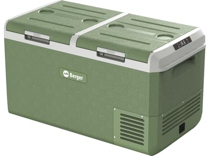 BERGER EPL Kompressor Kühlbox Elektrisch - Kühlbox Auto 12V/24V/230V mit Tiefkühlfunktion bis -20°C, tragbare Campingkühlbox mit Display & Batterieschutz für Auto, Wohnmobil, LKW & Reisen