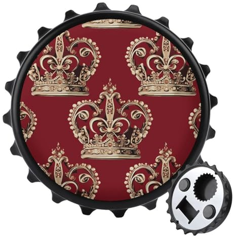 Abridor de botellas de cerveza magnético con corona roja para nevera, abridor de cerveza redondo magnético, abrebotellas planas para cocina y bar, regalo para los amantes de la cerveza