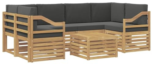 vidaXL Outdoor-Sofagarnitur 7 pcs Weiß und Anthrazit Polyester, Garten, modernes Outdoor-Sofa-Set, langlebige Möbel für Terrasse, Lounge-Sitz und Komfort