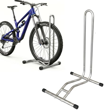 Relaxdays Fahrradständer, 29 Zoll, Reifenbreite bis 6,5 cm, Vorder- & Hinterrad, Boden, 1 Fahrrad, Radhalter, Silber