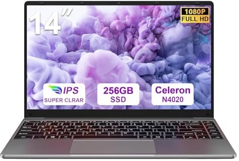 bvate PC Portatile 14 Pollici Laptop Win 11 256 GB ROM Celeron N4020 2.4G+5G WiFi upto 2.8 GHz Supporta l'espansione SSD 1TB 4.2 USB HDMI Tastiera Italiana Membrana Mouse Senza Fili-Grigio-1