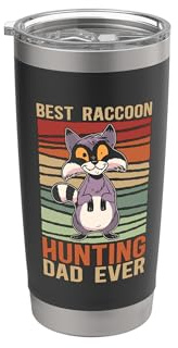 Mejor Mapache Caza Papá Retro Coon Hunter Mapache Caza Vaso térmico de acero inoxidable de doble pared