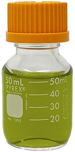 Corning PYREX 1395-50, 50mL Round Media Storage Bottles, with GL32 Screw Cap (Single)