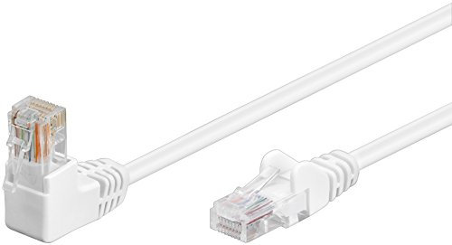 electrosmart® RJ45 CAT 5e Ethernet Cable Straight to 90 Degree Right Angled Connector – Colour: White (1m)