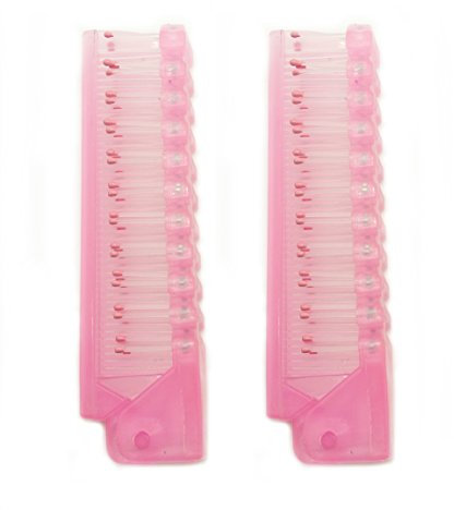 HAND® Baby Pink Small Folding Travel Pocket Brush Combs - 10 cm Long Folded Size - Set of 2