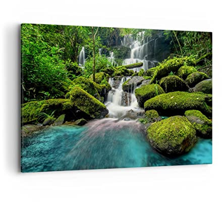 ARTTOR Bilder auf Leinwand 120x80cm Wandbild Landschaften Wald - 3754 | Park Wasserfall Wasser Groß XXL Wanddekoration Wohnzimmer Schlafzimmer Wanddeko Wand Kunstdruck Wandkunst Wall Decor ARTTOR