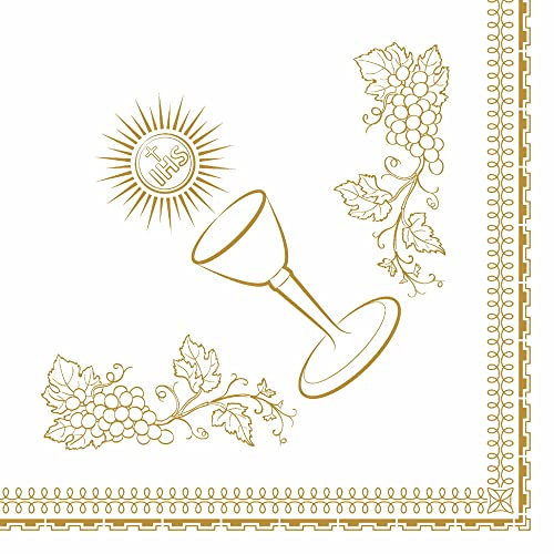 Duni Dunisoft Servietten Kommunion 40x40 1/4 Falz 60 Stück, Motivservietten Kommunion 40x40