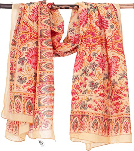 GURU SHOP Leichter Pareo, Sarong, Handbedrucktes Baumwolltuch, Herren/Damen, rot Kombination 30, Baumwolle, Size:One Size, 190x120 cm