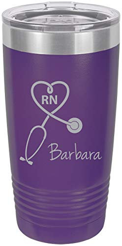 Thermobecher mit Stethoskop-Registered Nurse, personalisierbar, personalisierbar violett