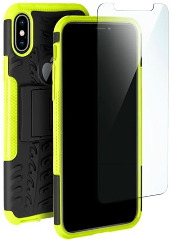 moex Handyhülle für Apple iPhone X/iPhone XS Hülle Stoßfest, Robuste Schutzhülle mit Panzer Schutzfolie, Rugged Outdoor Hardcase Panzerhülle, 360 Grad Rundumschutz - Grün Schwarz
