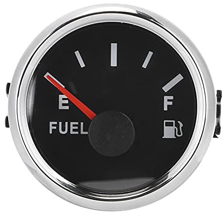 Oil Fuel Level Gauge Meter Indicator 52mm/2in Fuel Oil Tank Level Gauge 0-190ohm Signal Pointer Meter for Marine Boat Car - Anti-Fogging, Anti-Rust, Waterproof Stainless Stress Frame(Black)