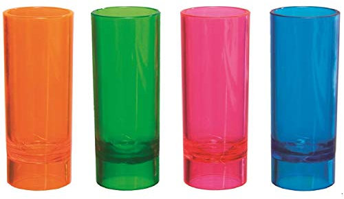 Party Essentials Hard Plastic 2-Ounce Shot Glasses/Shooters, 20 Count, Assorted Neon