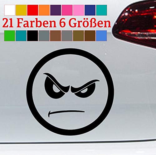 Smiley Aufkleber Böse Emoji lustig JDM Sticker Bad Guy Shocker Fun Decal Kleber in 6 Größen und 21 Farben
