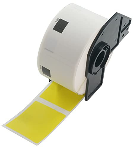 BETCKEY - 1 Rolle DK-11220 Thermopapieretiketten Kompatibel mit Brother, 39mm x 48mm, 620 Farbige Etiketten Gelb für Brother QL Etikettendrucker