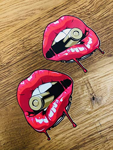Bullet KISS Lips Aufkleber Sticker 2X Set Porno Sexy Tattoo Tuning Auto V8 Se48