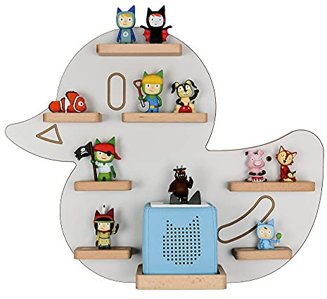 MR TEDDY BEAR Kinderregal Ente | Holzregal für die Toniebox und Tonies | Tonie-Regal hergestellt in der EU | Wandregal zum Spielen und Sammeln | Für Mädchen und Jungen | Grau
