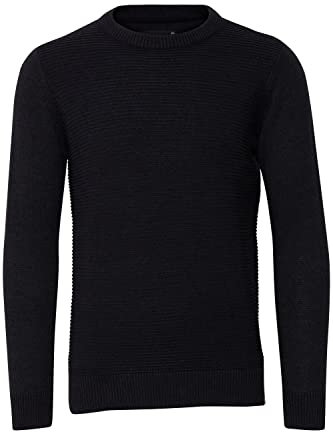 Indicode Ricardo Herren Strickpullover Grobstrick Pullover mit abgesetztem Strickmuster, Größe:XXL, Farbe:Charcoal Mix (915)