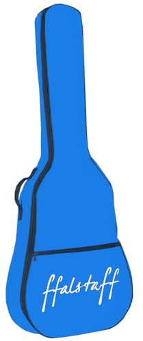 ffalstaff Borsa per Chitarra Classica 4/4 in Nylon con due Tracolle uso Zaino e Tasca Porta Accessori 5 Plettri in Omaggio - Blu
