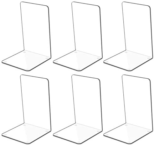 3 Paar klare Acryl-Buchstützen für Regale, transparente Buchstützen, Heavy Duty Book Ends und Desktop-Organizer, Plexiglas Buchstützen Buchstopper