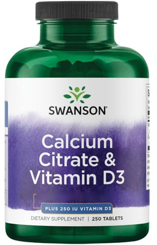 Swanson, Calcium Citrate & Vitamin D, 60 glutenfreie Tabletten, 630mg Kalzium je Dosis, Sojafrei, GMO frei, Geschmacksneutral