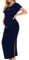 Smallshow Damen Lang Split Umstandskleid Sommer Kurzarm Umstandsmode Navy M