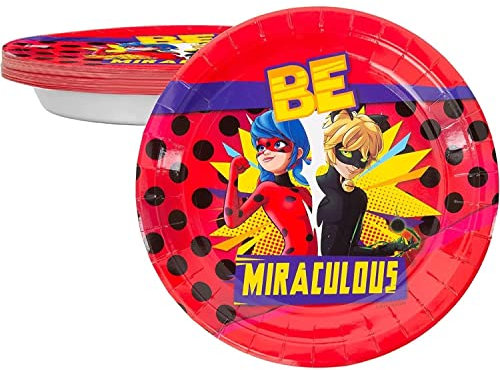Miraculous Ladybug Paper Plates Set – 20 Plates - Celebration, Birthday Party, Toddlers - Cat Noir - Party Supplies - Officially Licensed