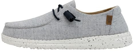 HEYDUDE Wendy Chambray Damen - Slip on Flache Schuhe - Mokassin Stil, White Blue, 41