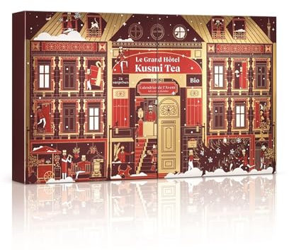 Kusmi Tea – Adventskalender - Schwarzer, grüner, weißer Tee – 24 Überraschungen –Geschenkidee für Frauen und Männer – Teebeutel, Miniaturen, Teezubereitungen und Zubehör (Grand Hotel)