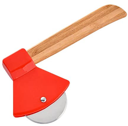 Jomewory Pizzaroller Lustig Pizzarad Axt, Scharfer Pizzaschneider aus Edelstahl, Holzgriff Pizzaroller Hochwertig von Pizza Waffeln Pfannkuchen und mehr, Spülmaschinenfest