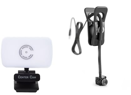 Center Cam Deluxe Package - Middle-Screen HD 1080p Webcam, LED Ring Light, Carrying Case, Conference Lighting Kit for Zoom Meetings and Video Calls