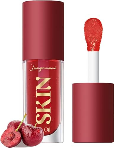 LANGMANNI Moisturizing Lip Oil,No-Sticky Lip Gloss Lip Balm Lip Care,Fruit Flavoured Lip Oil For Dry Lip's Moisturizing Hydrating And Nourishing (Cherry)