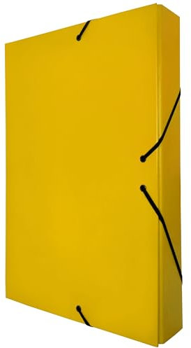 Raylu Paper Projektmappe Matt A4 mit 5 cm Rückenbreite, stabile Kartonmappe und Verschluss mit Gummibändern für Schulprojekte oder Büro, Größe 34 x 24 cm (Gelb)
