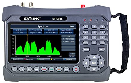 Irfora ST-6986 DVB-S/S2/T/T2/C Satellitenfinder Combo Satelliten-TV-Signalfinder Digitales Handsignalmessgerät HEVC H.265 (10 Bit) MPEG-4 mit 7-Zoll-TFT-LCD