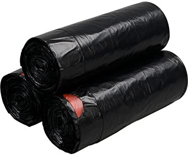 Uumitty 50L Large Drawstring Trash Bags, Plastic Bin Bags with Handle, Black,110 Count