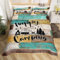 Glückliche Camping Auto Bettbezug Set S Größe,RV Camper Anhänger Dekor Bettwäsche Set Kinder Erwachsene,Vintage Holz Plank Kabine Tröster Abdeckung,Rustikale Bauernhaus Quilt Cover,1 Kissenbezug