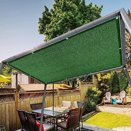 Voile d'ombrage Jardin 1.2x3.5m Respirant Et Perméable À l'eau Toile D Ombrage avec Oeillets Convient pour l'extérieur, Le Jardin, Vert Foncé