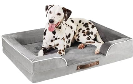 Codi Orthopädisches Hundebett Gedächtnisschaum Hundesofa für Mittlere Hunde, 91x68x(7.5+8.9) cm Hundecouch mit eierförmiger Kistenschaum und waschbarem rutschfestem Bezug, grau