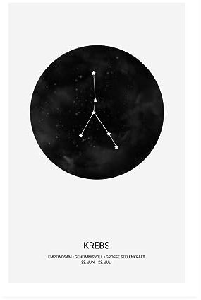 Spreadshirt Sternzeichen Krebs Tierkreiszeichen Plakat Poster 20x30 cm, One size, Weiß