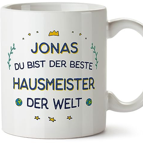 Mugffins Tassen Personalisierten für HAUSMEISTER Mann - Auf Deutsch - Beste der Welt - 11 oz / 330 ml - Individuell Anpassbar Geschenk Mitarbeiter